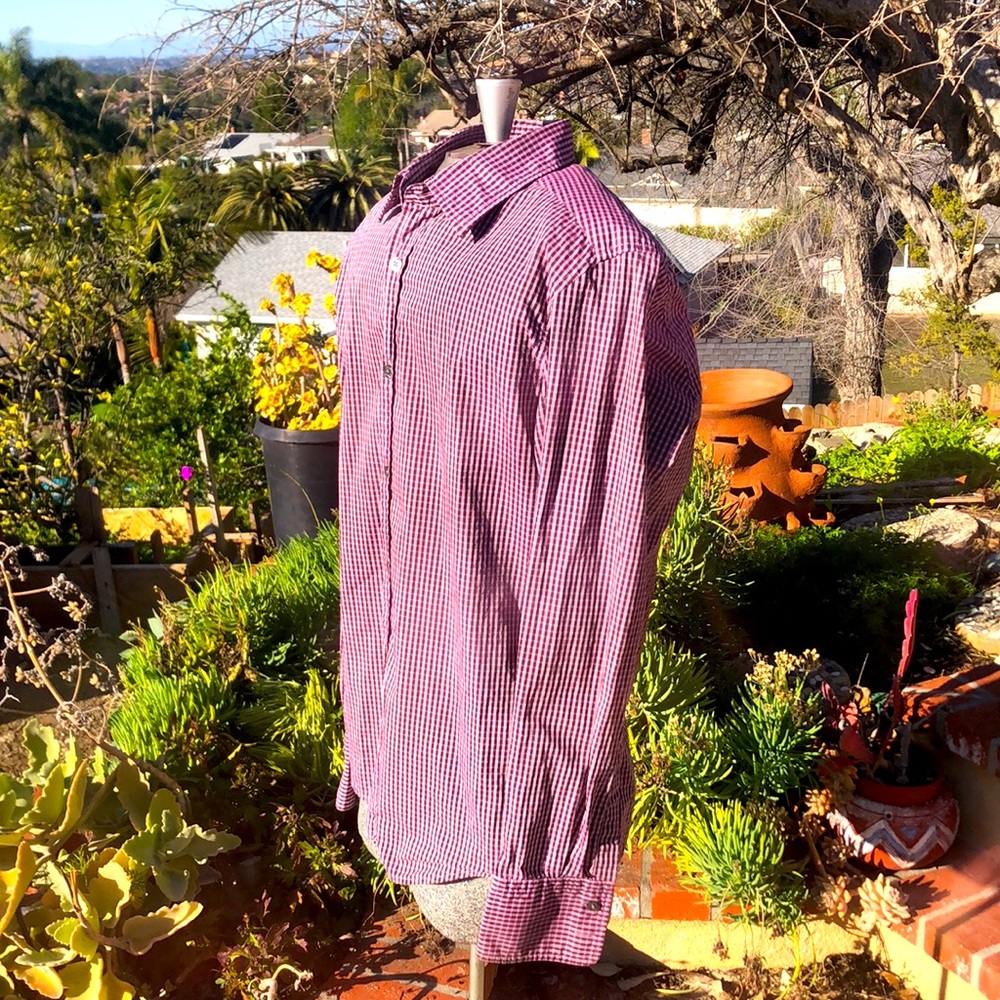 Hugo Boss Mens plaid shirt button up sz Sm purple/pink plaid print EUC! - Picture 7 of 14